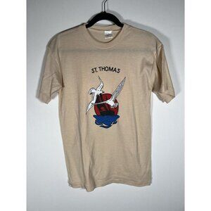 Vintage 70s Shell Seekers St. Thomas single stitch sailing beige tshirt L beach